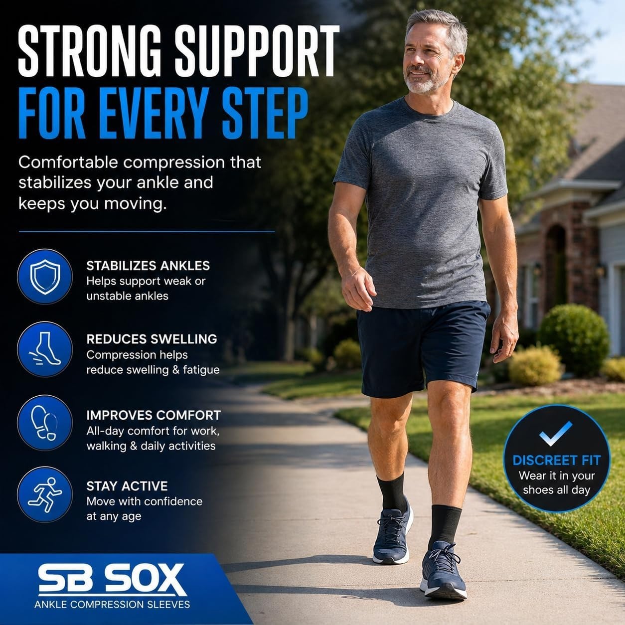 Versatile Ankle Compression Sleeve for Workouts & Everyday Comfort – Medium Size