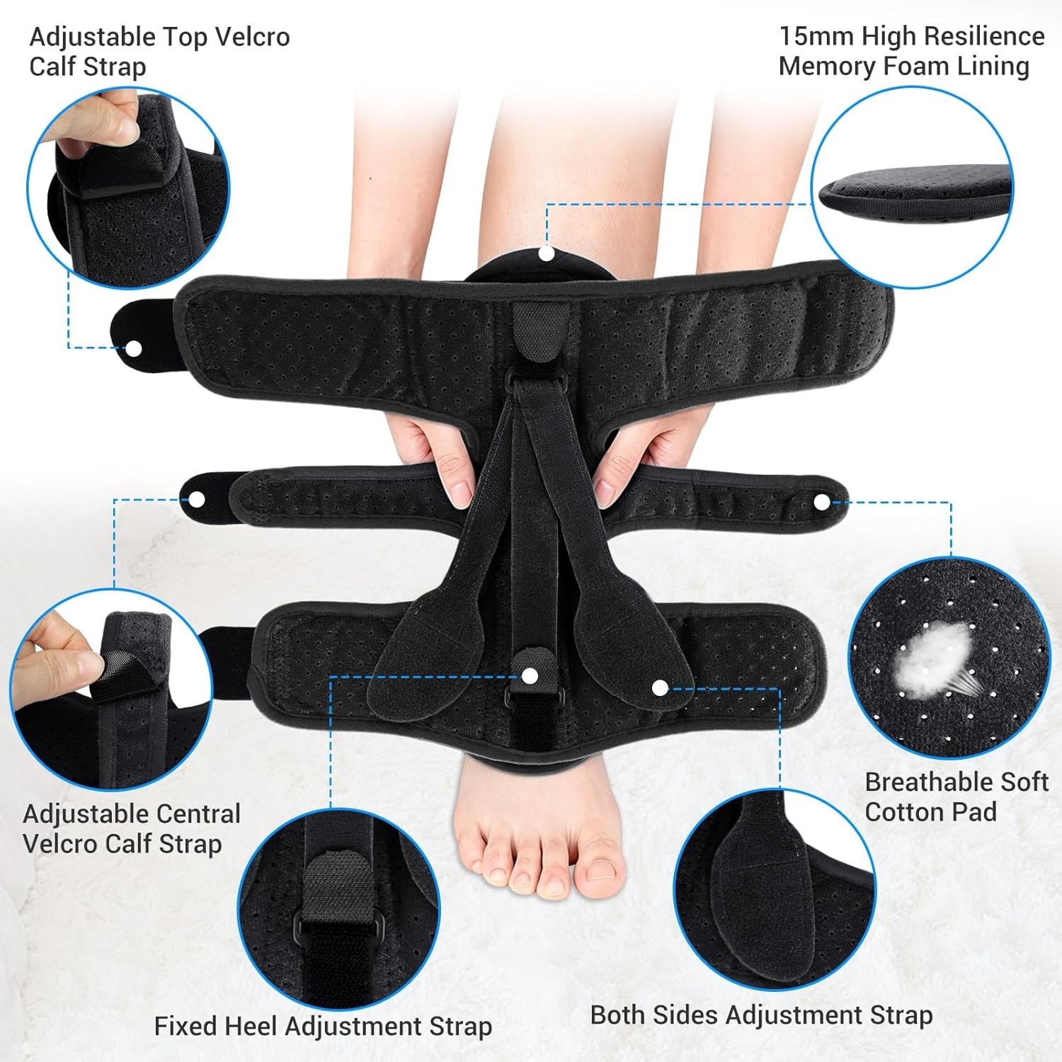 Plantar Fasciitis Night Support Brace, Three Adjustable Straps, Relieves Plantar