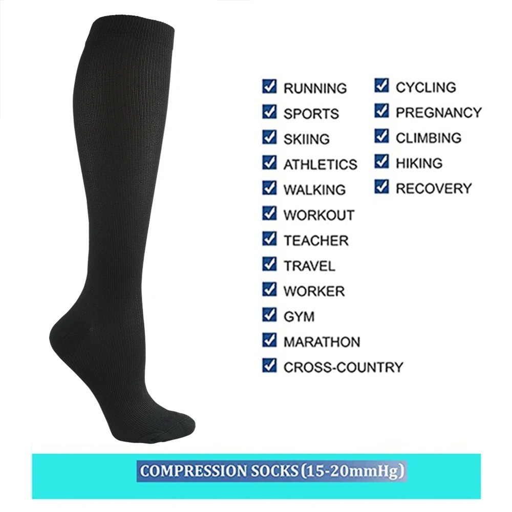 Compression Socks 15-20mmHg Anti Fatigue Running Travel Varicose Veins Men Women