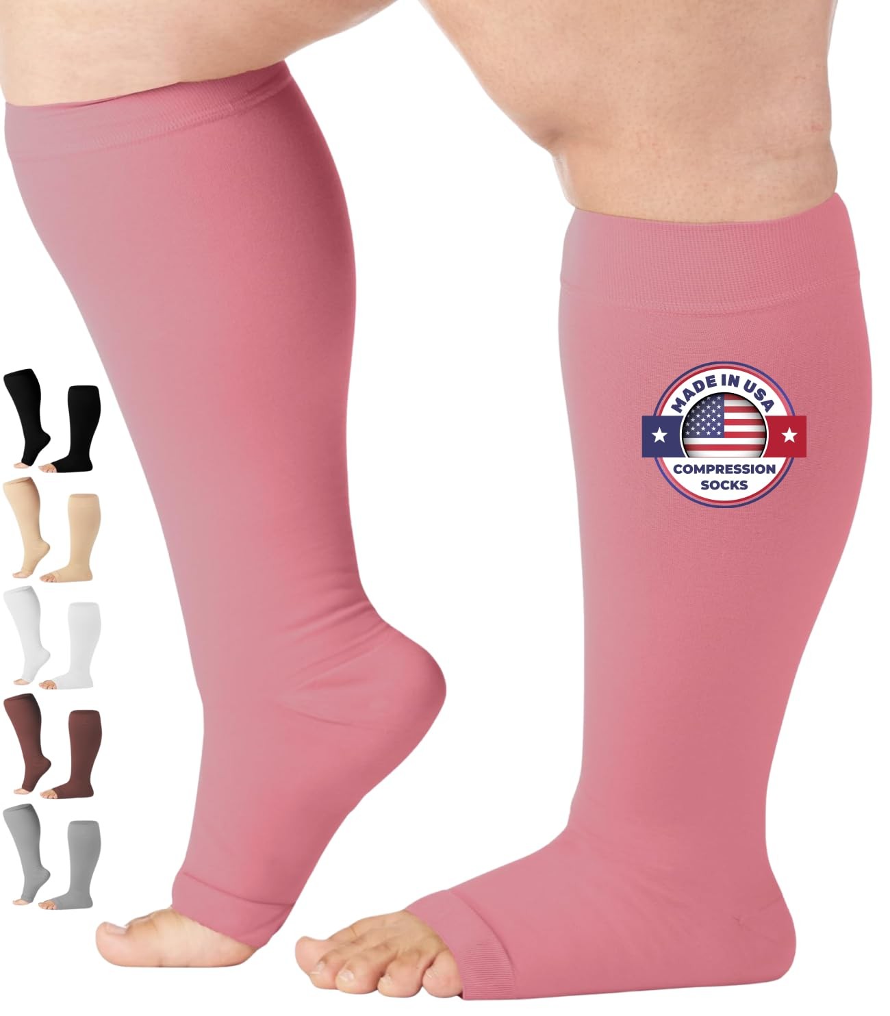 Compression Socks for Women and Men 20-30 mmHg – Wide Calf Toeless Compressio…