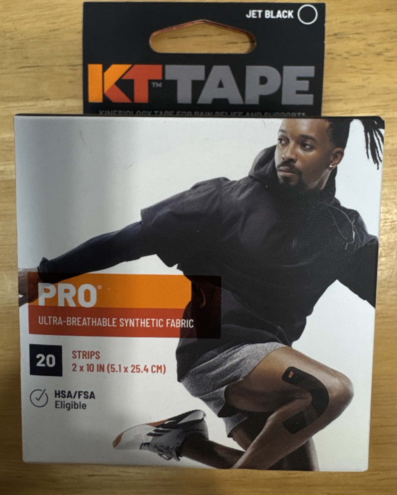KT Tape Pro Kinesiology Therapeutic Tape Jet Black 20 Pro Strips 2 x 10 inches