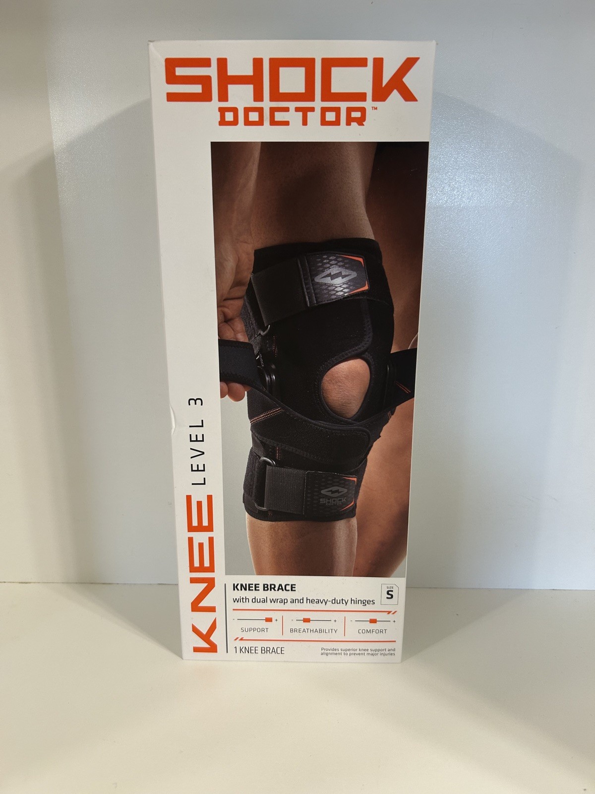 Shock Doctor Knee Brace Size S , Compression Level 3 Support w/ Bilateral Hinges
