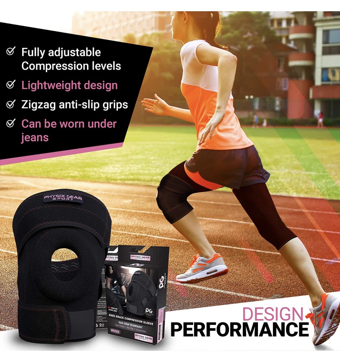 Physix Knee Brace with Side Stabilizers & Adjustable Straps – Knee Brace