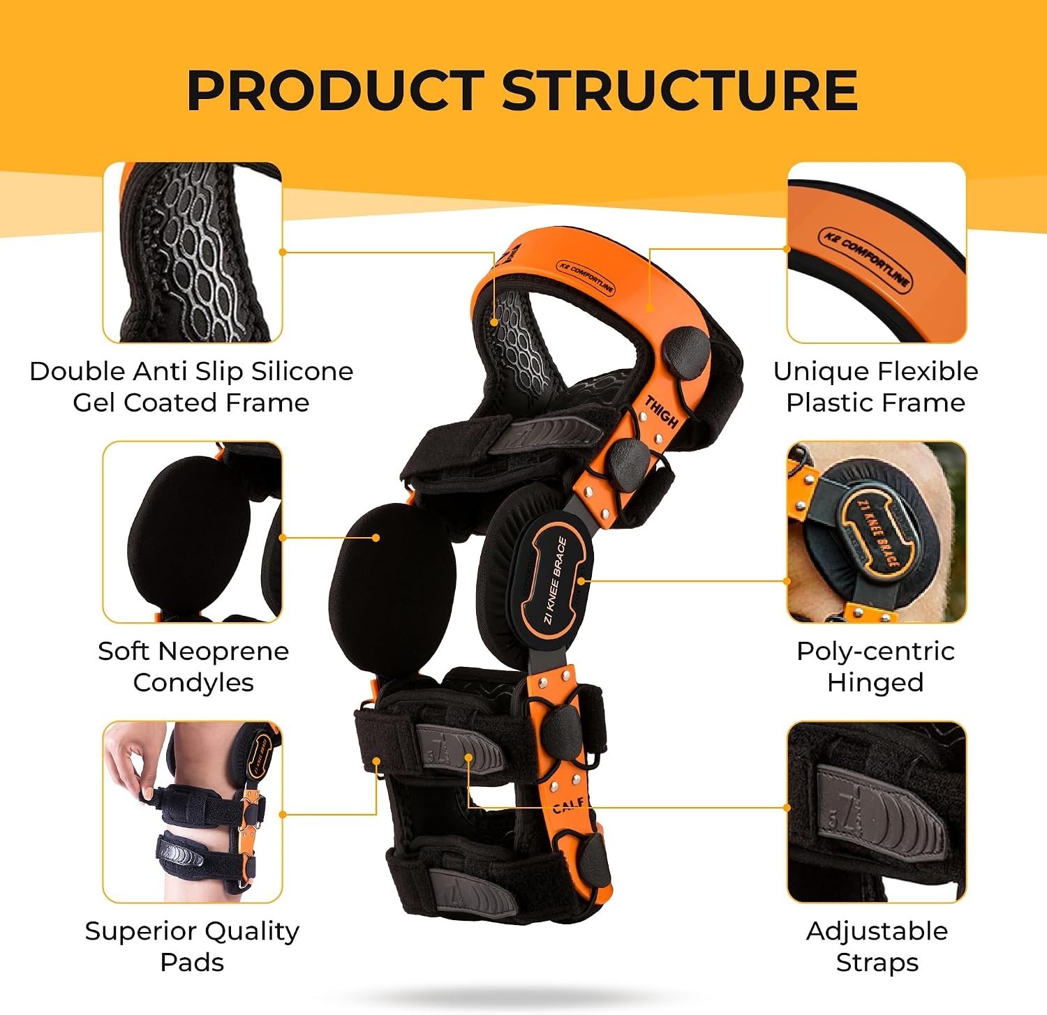 Z1 K2 Knee Brace for ACL Ligament Sports Injuries OA & Knee Pain Men Women S17