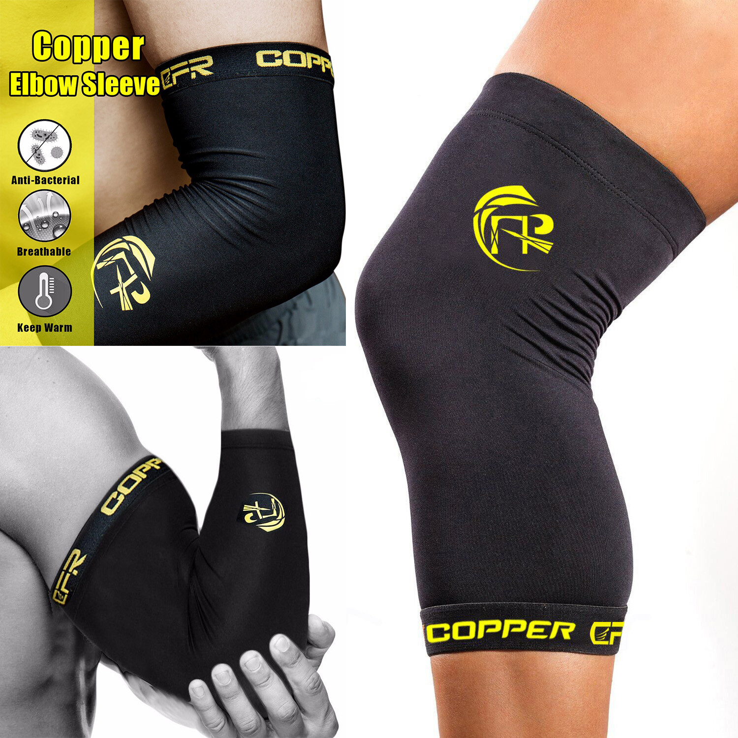 Copper CFR Knee Support Brace for Copper Elbow Compression Sleeve Kneecap Sports