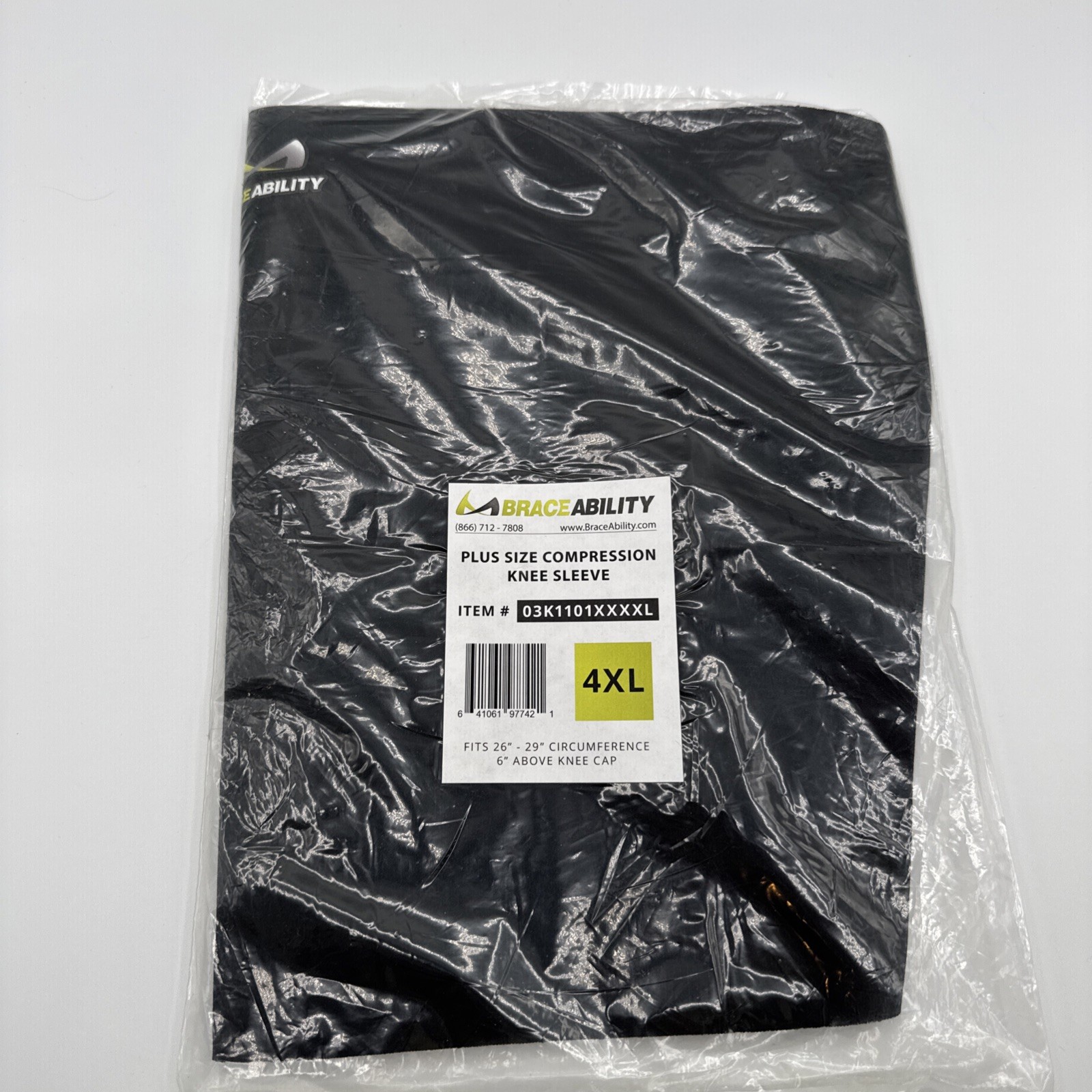 Braceability Compression Knee Sleeve Plus Sz 4XL Black