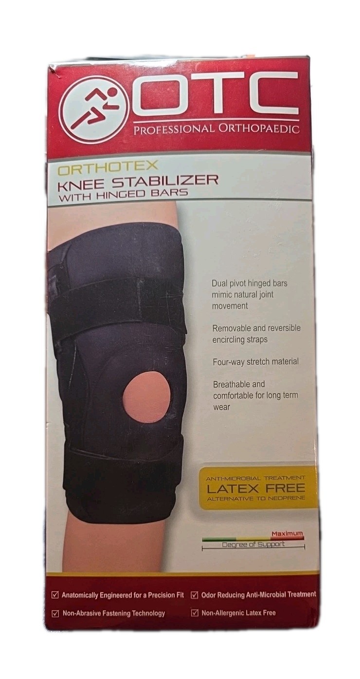 OTC Orthotex Professional Knee Stabilizer w/Hinged Bars brace Black, X-large G3