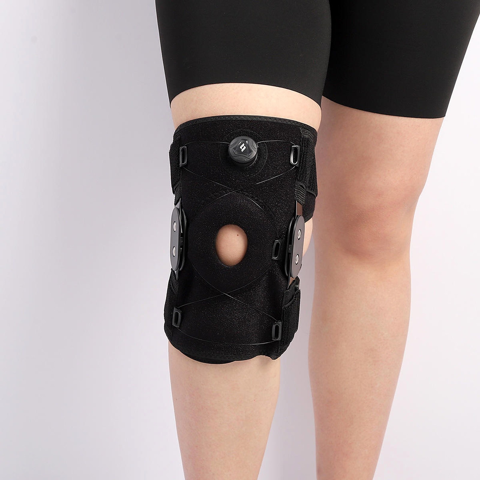 Knee Brace Hinged Compression Sleeve Joint Support Open Patella Stabilizer Wraps
