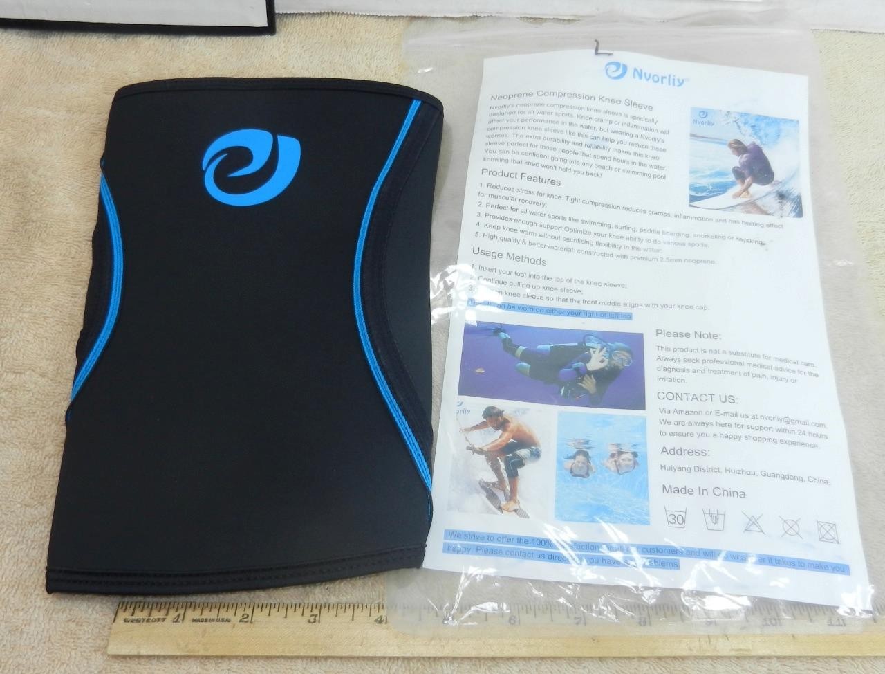 Nvorliy Neoprene Compression Knee Sleeve Waterproof Size Large NEW!