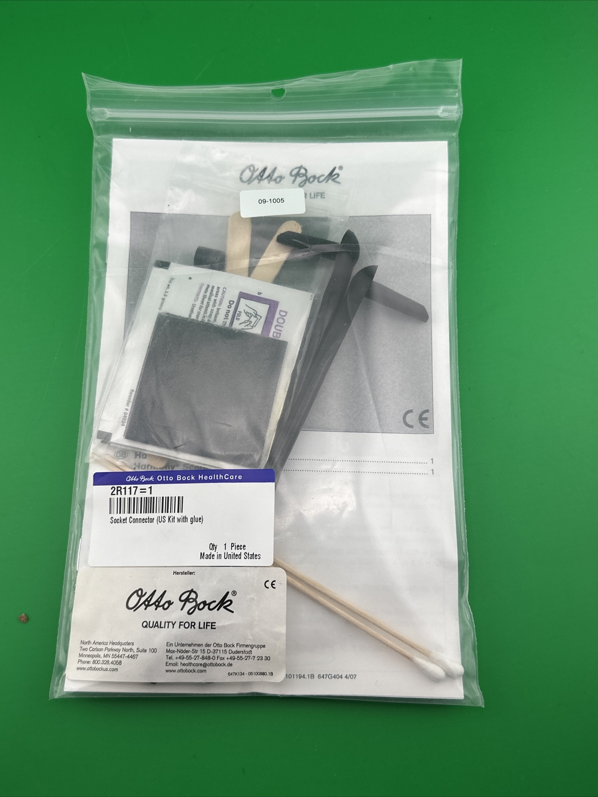 Ottobock Otto Bock 2R117=1 Socket Connector Kit With Glue. Prosthetic Valve Kit