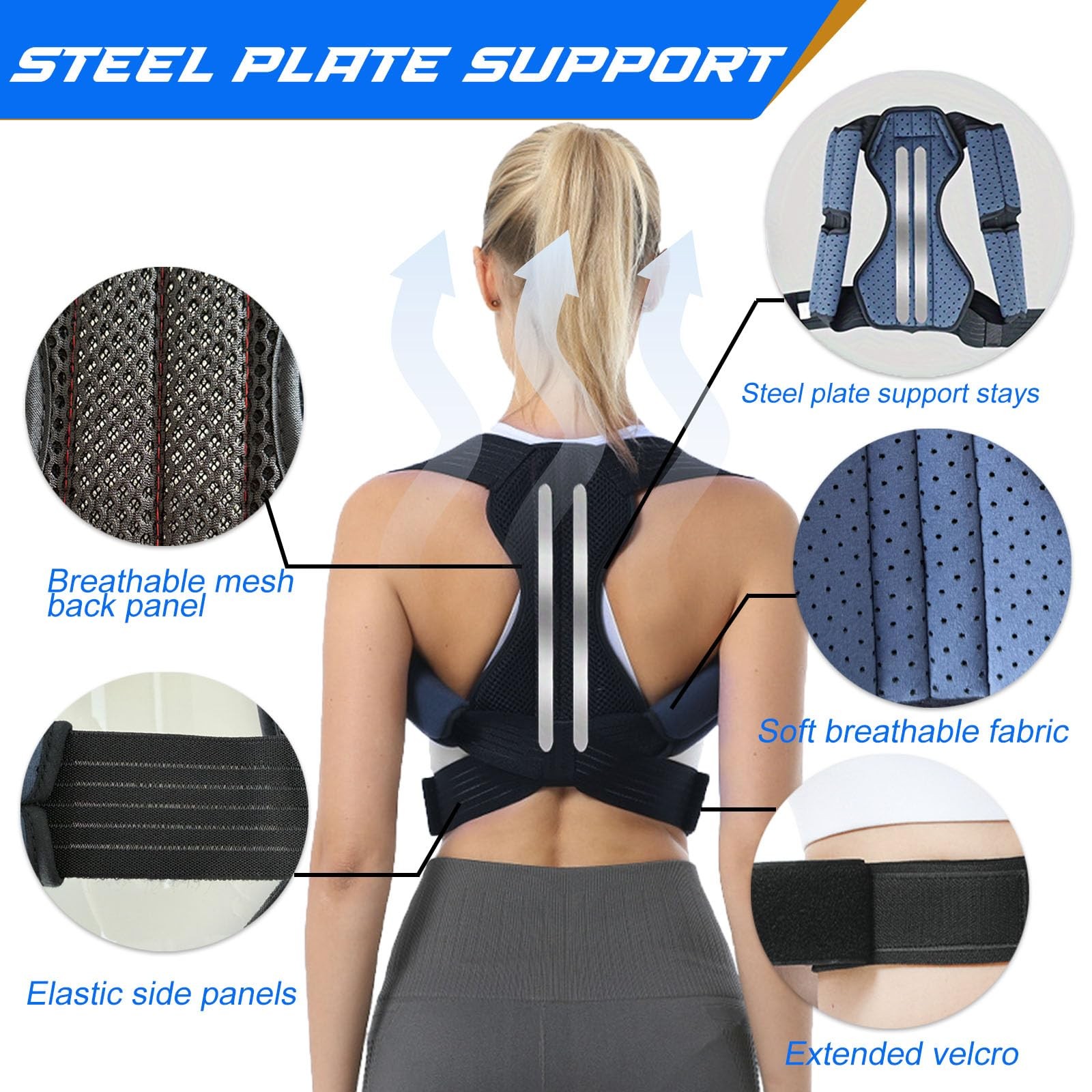 Avaneeny Posture Corrector Women & Men, Adjustable Back Brace Neck Shoulder