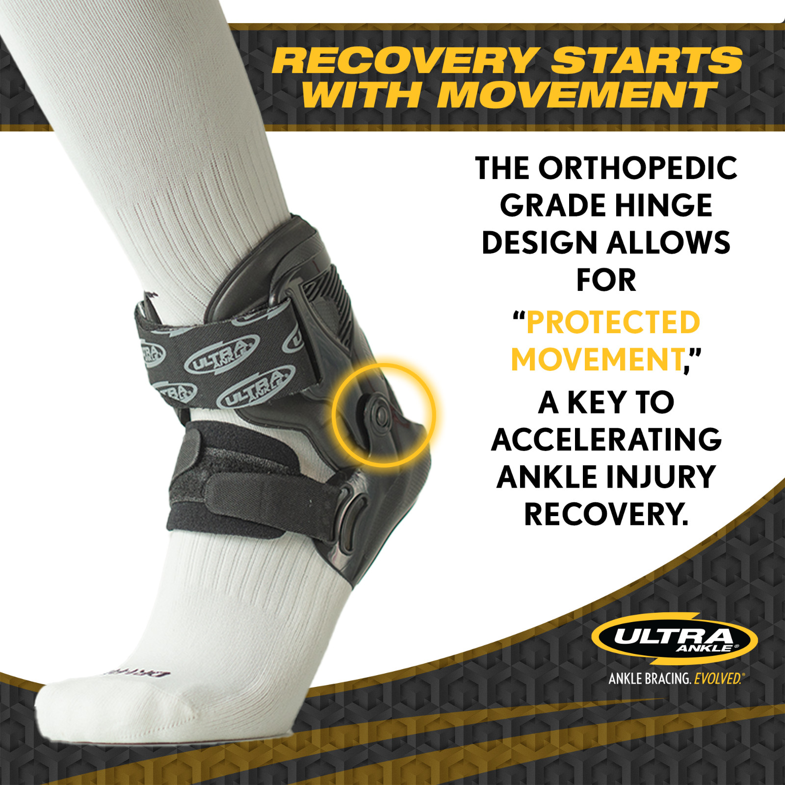 Ultra Zoom Ankle Brace (White) – Hinge Design Promotes Faster Healing