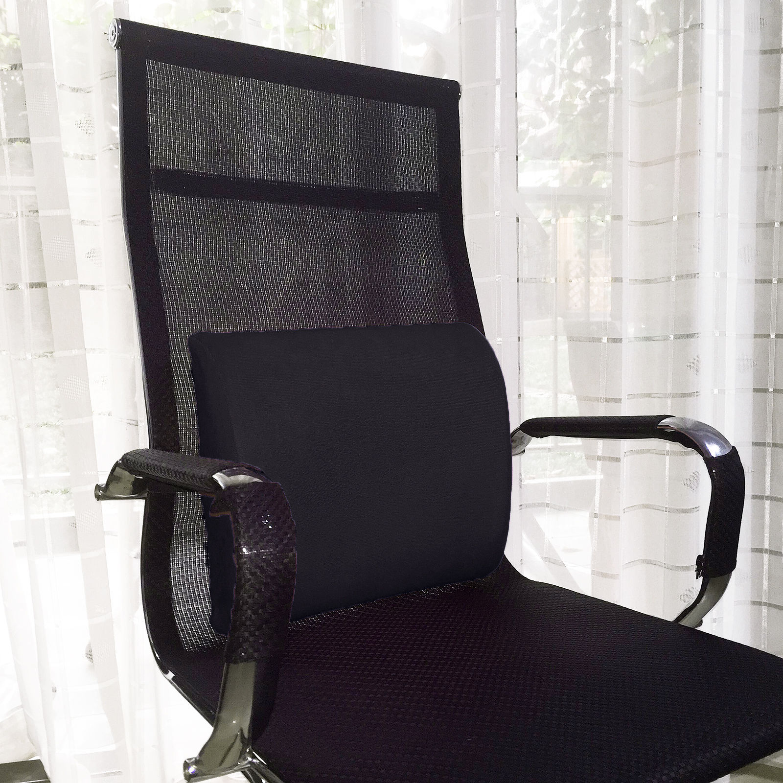 Long Strap Lumbar Cushion Back Support Pillow Memory Foam Car Seat Office Chair