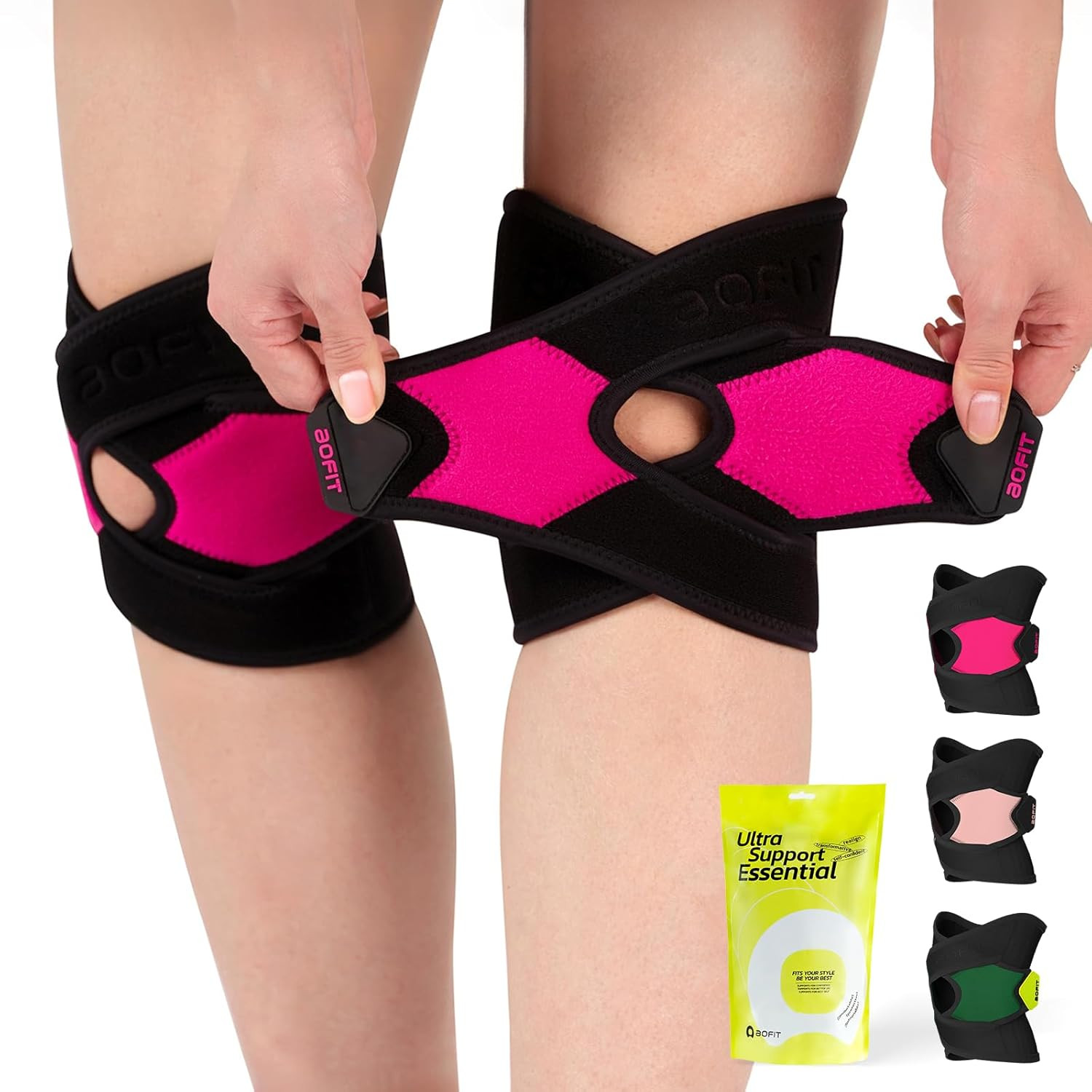 aoFIT Knee Brace for Women& Men (1 Pair), Knee Braces Wrap Adjustable Compressio
