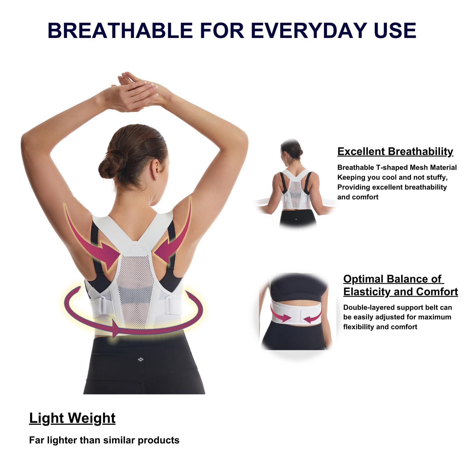 Posture Corrector for Women,Upper Back Pain Support,Slim & Adjustable Shoulde…