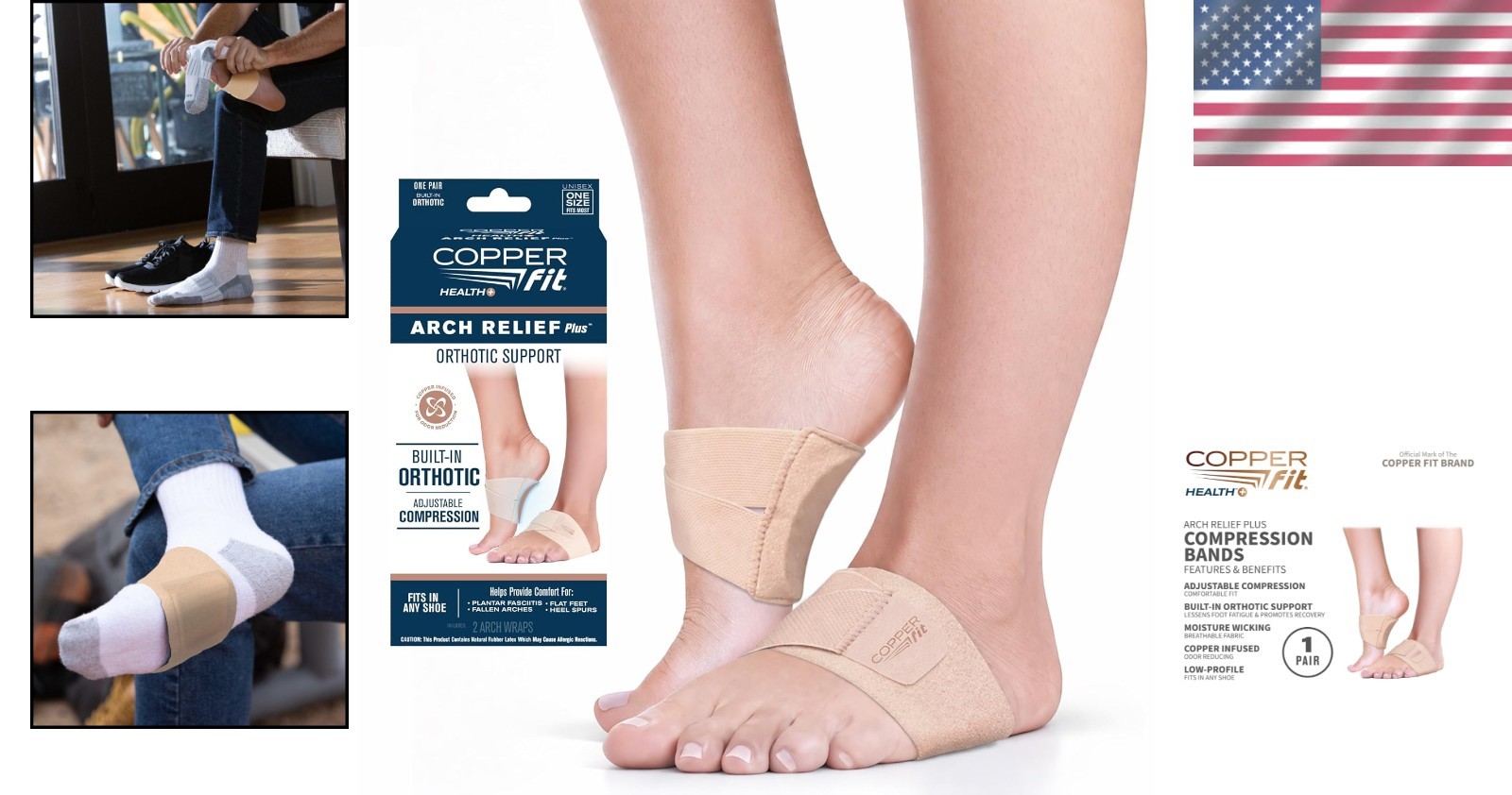Arch Relief PLUS – Copper-Infused Compression Wraps for Foot Comfort, Set of 2