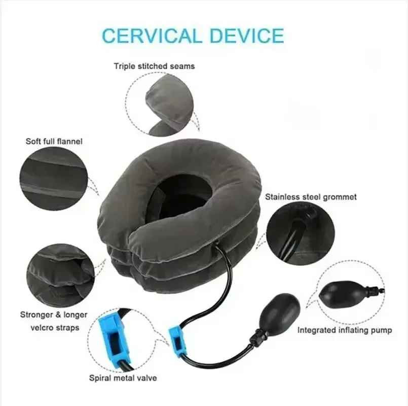 Inflatable Cervical Neck Traction Pillow Air Neck Support Cushion Pain Relief