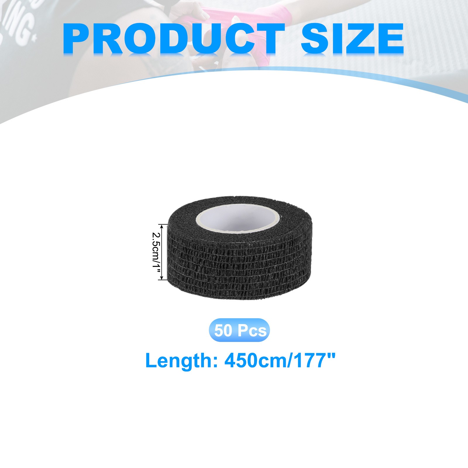 Self Adhesive Bandage Wrap 177″ x 1″, 50 Pcs Wrap Tape, Black