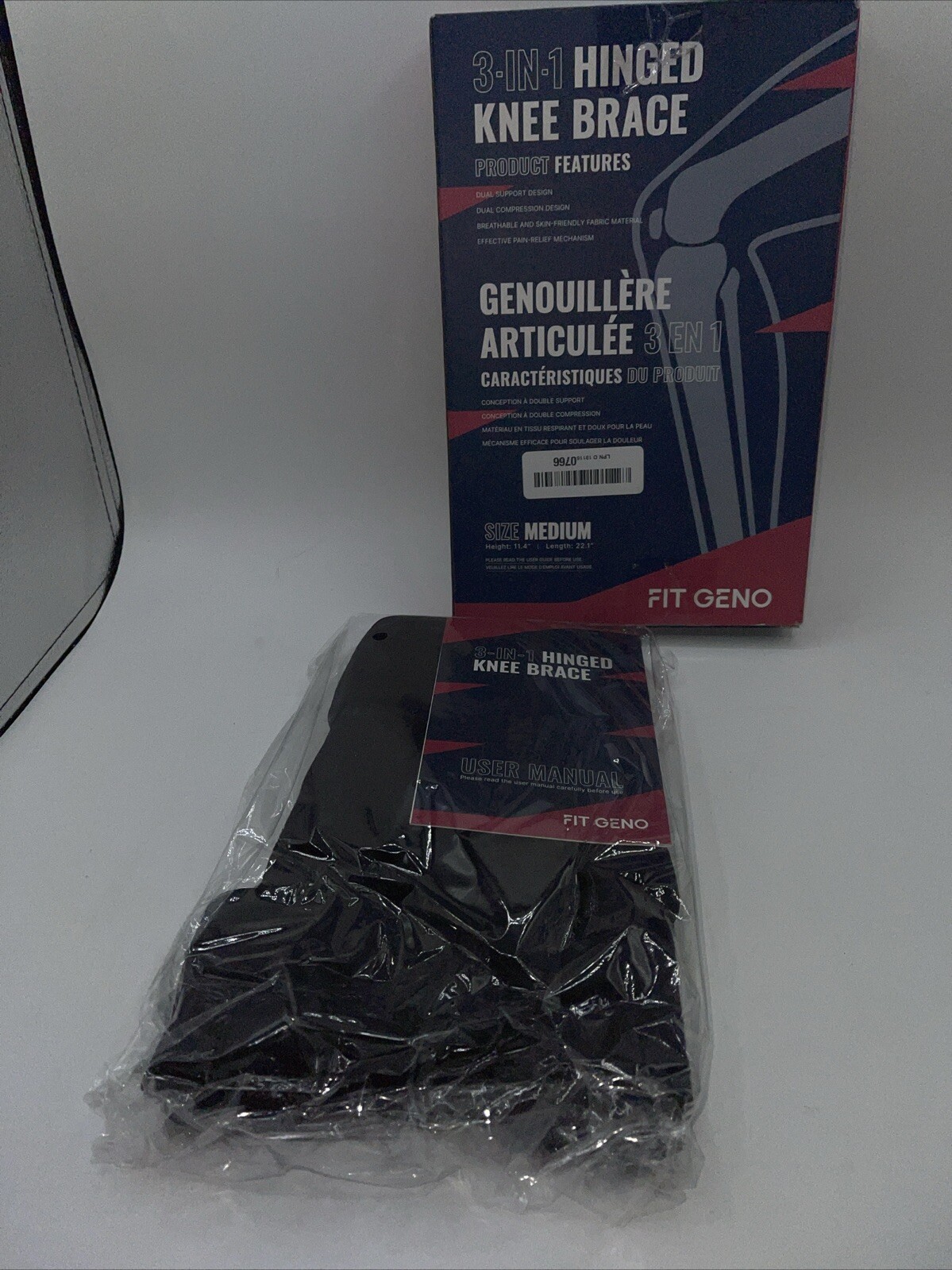 Knee Brace with Side Stabilizers Size 3 In One Medium Fit Geno OPEN BOX