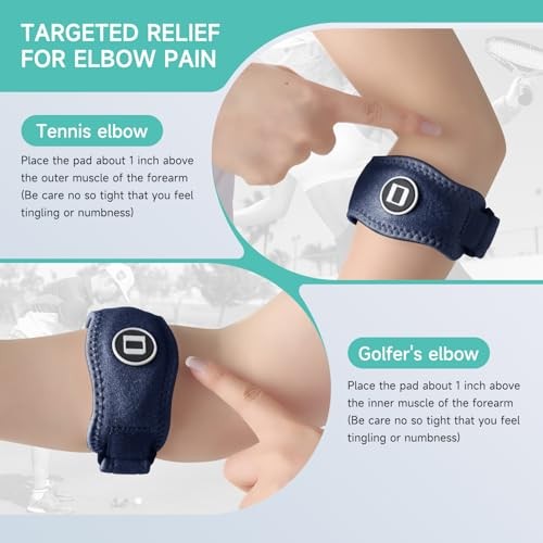 Tennis Elbow Brace for Women & Men, Adjustable Golfer Elbow Pack of 1 Navy Blue