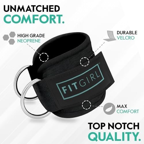 Ankle Strap for Cable Machine Neoprene Padding Comfort Gym Exercise Leg Workouts