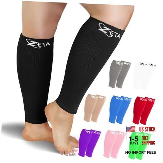 Plus Size Calf Compression Sleeves for Women and Men, Wide 2XL 1 Pair – Black