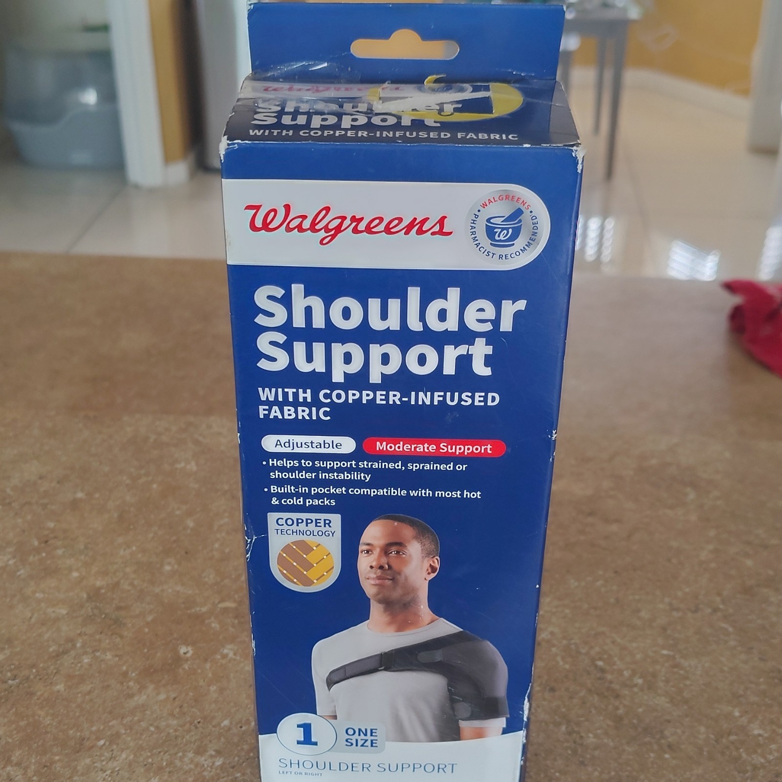 Walgreens Shoulder Support Brace Copper-Infused Adjustable, One Size