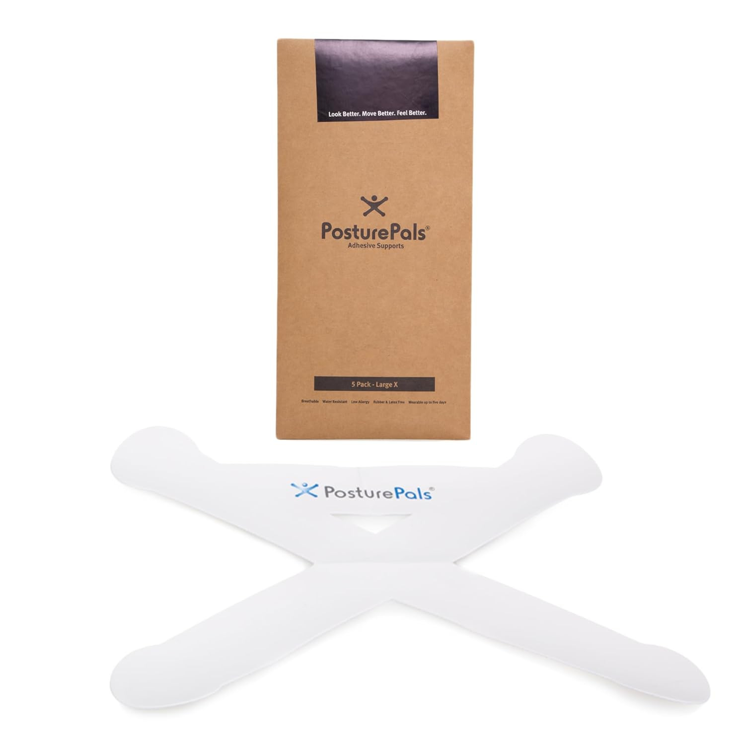 ™ Adhesive Spinal Supports – X Shape (Large) – Pack of 5 – Improve Posture, Hypo