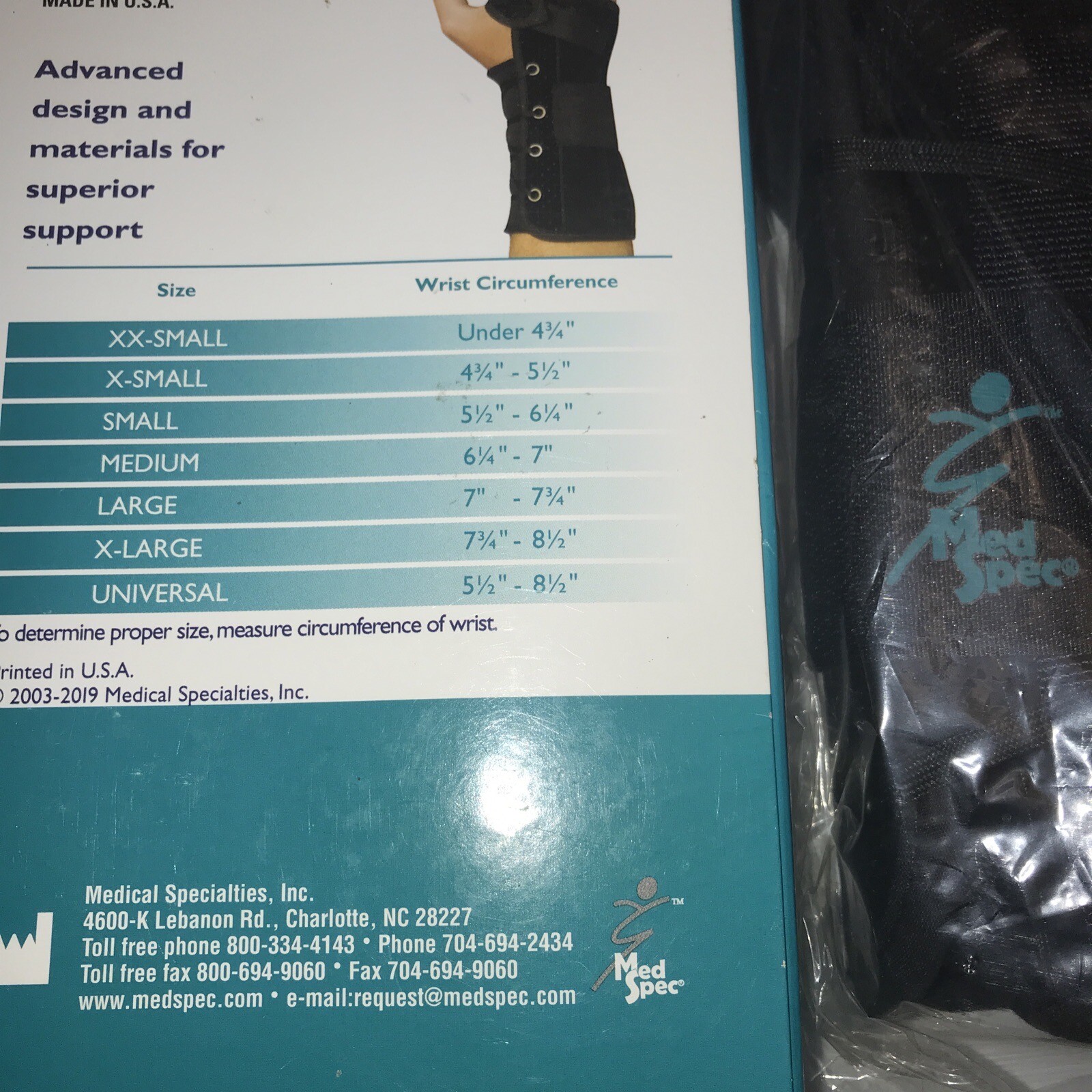 Med Spec 8″ Wrist Lacer Brace -Treating Sprains and Tendonitis – SIZE Med. Left