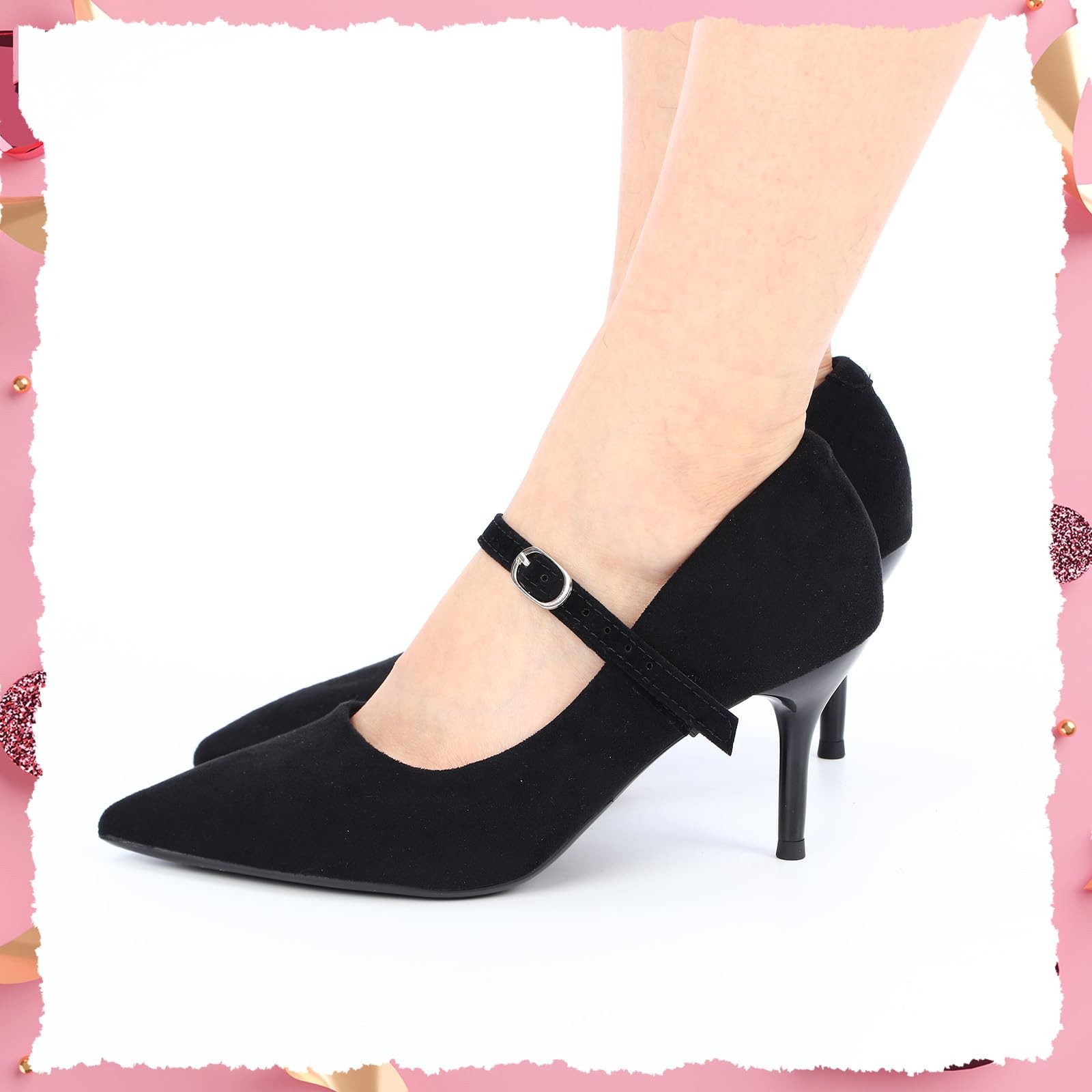 12 PCS Detachable Shoe Ankle Straps Adjustable PU Leather Belt Loose Heels
