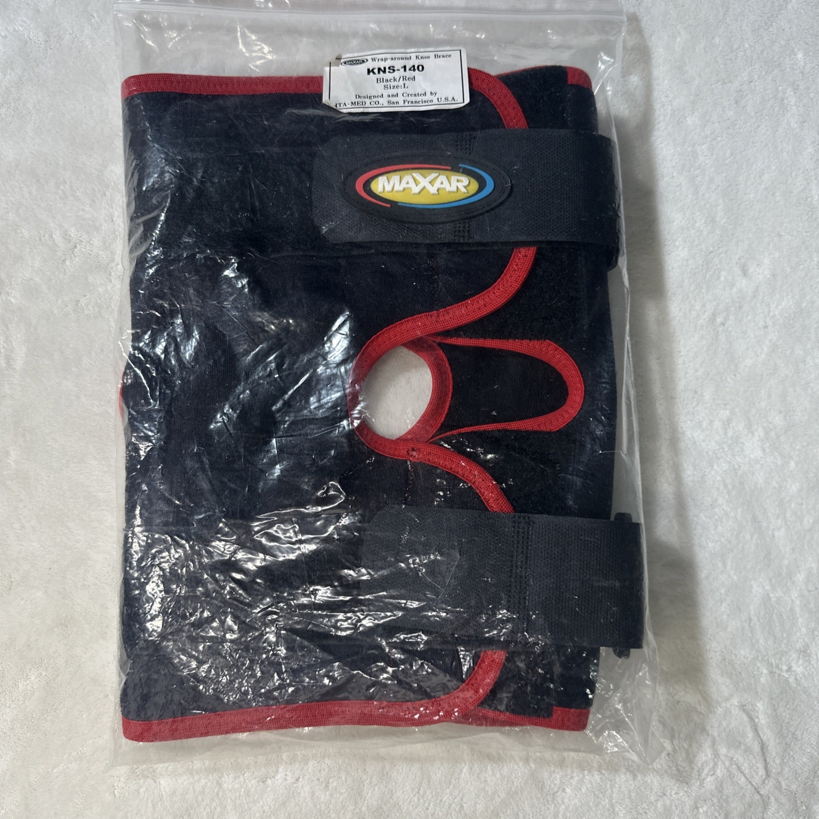 Maxar Wrap-around Knee Brace Size Large Black And Red ITA-MED SF USA