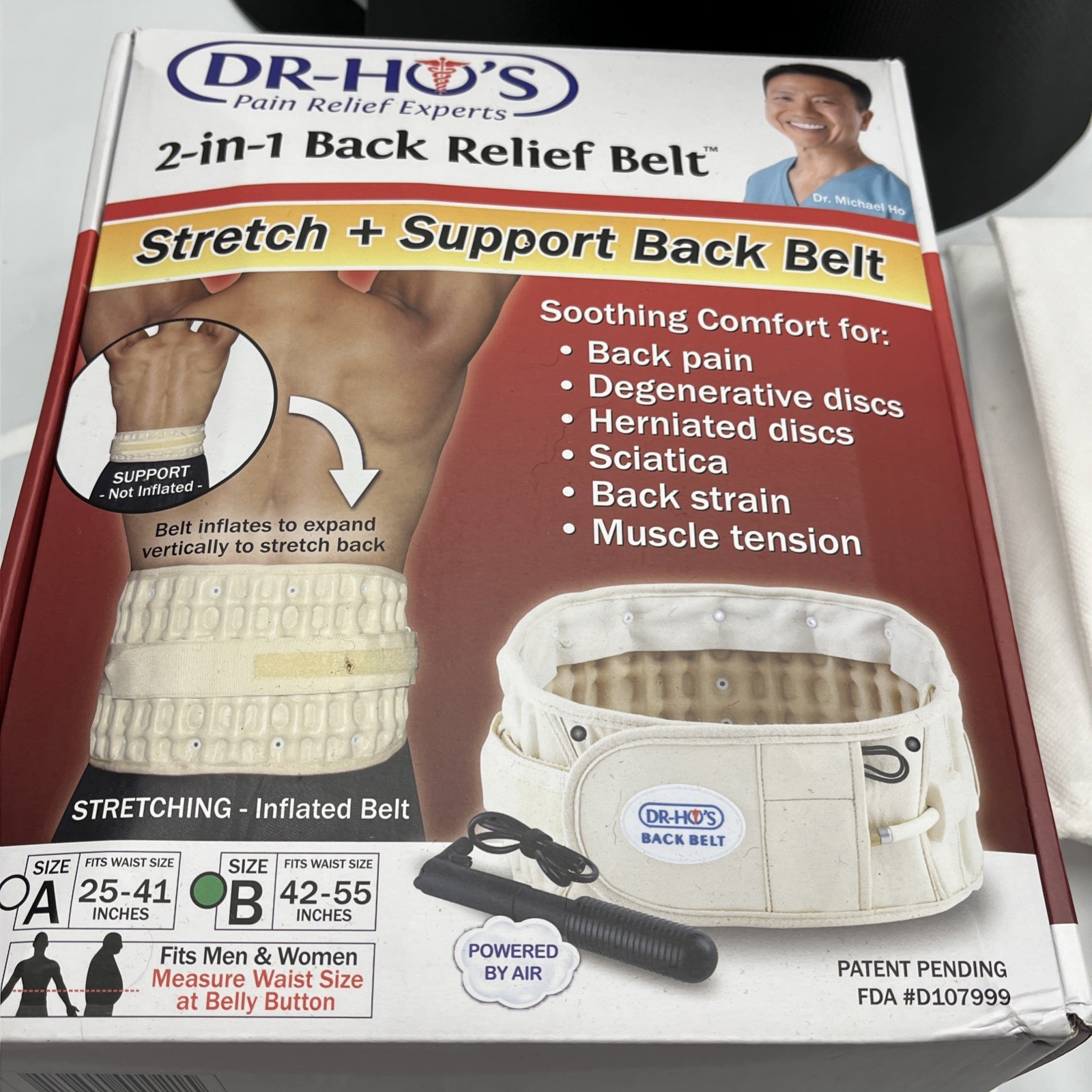 AUTHENTIC Dr. Ho’s 2-in-1 Stretch and Support Back Relief Belt size B 42-55″