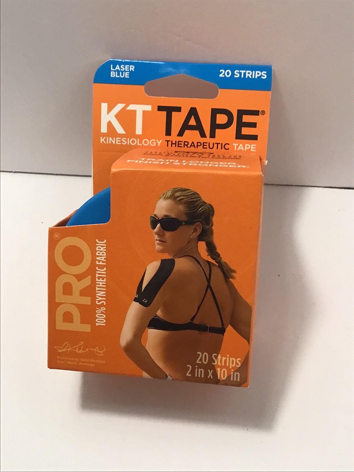 KT Tape Pro Elastic Sports Tape 100% Synthetic Laser Blue 20 Precut 10″ Strips