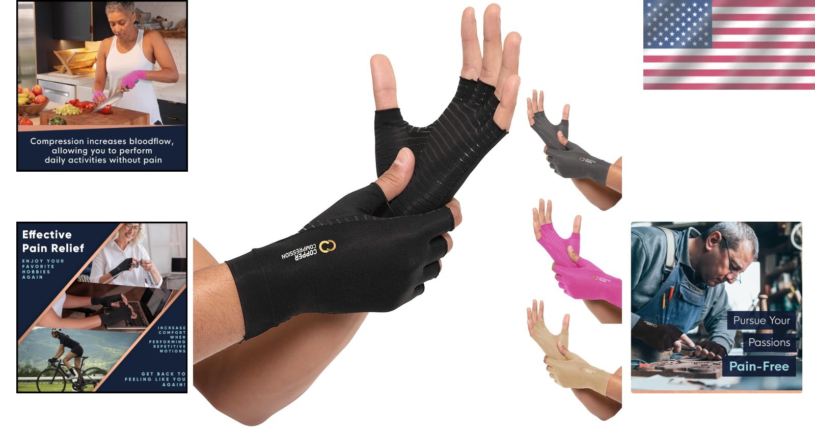 Compression Gloves for Arthritis & Carpal Tunnel | Fingerless & Moisture-Wicking