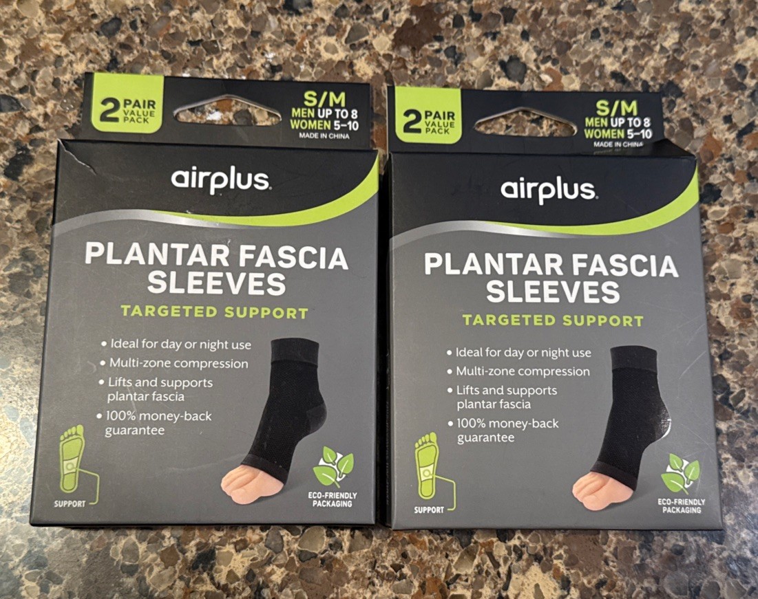 NEW 4 PACK AIRPLUS PLANTAR FASCIA SLEEVES ~ UNISEX S/M