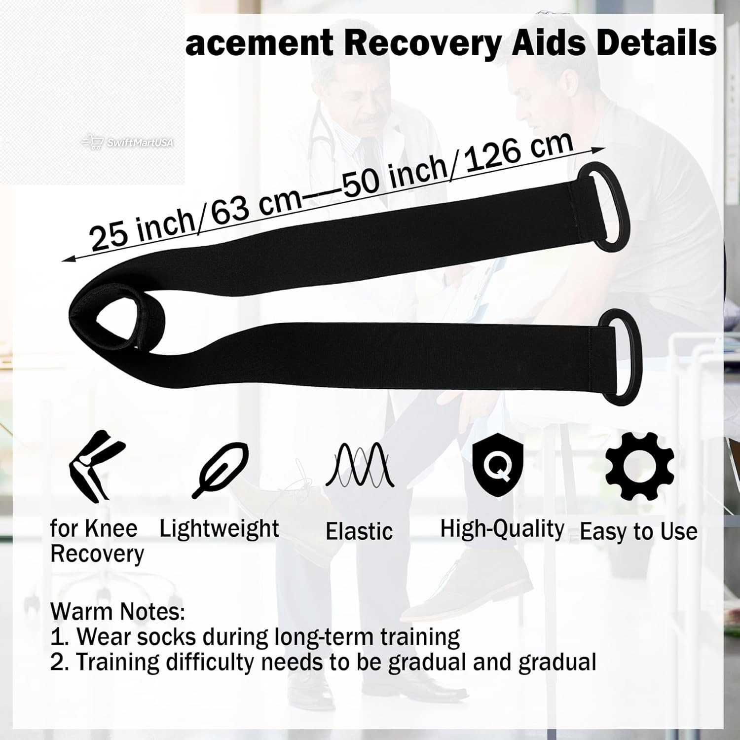 Knee Replacement Recovery Aids Kit – Leg Lifter Strap Elastic Exercise Bands for