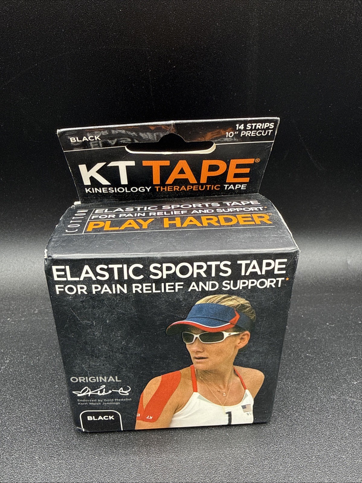 KT TAPE Elastic Kinesiology Therapeutic Tape 20 Pre Cut 10″x2” Strip Sport Black