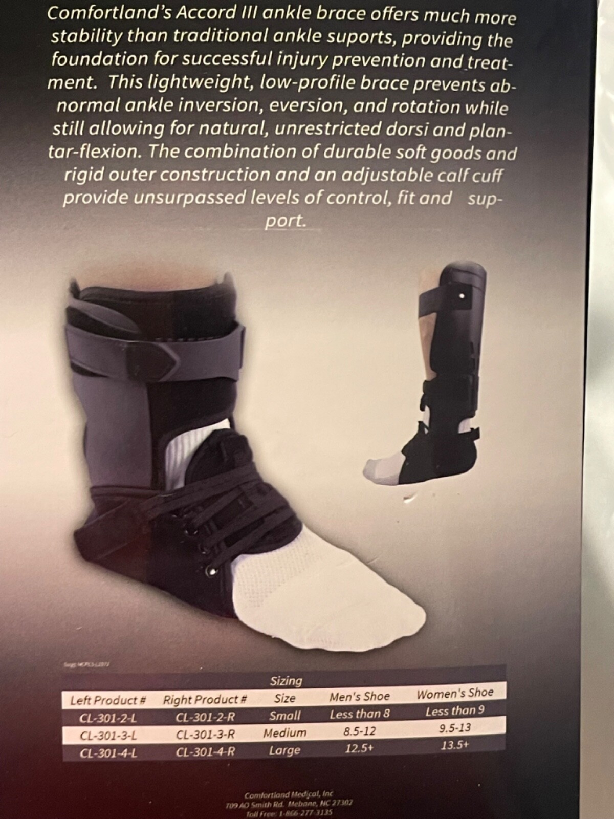 Ankle Brace Accord 3 Size Small Left Foot