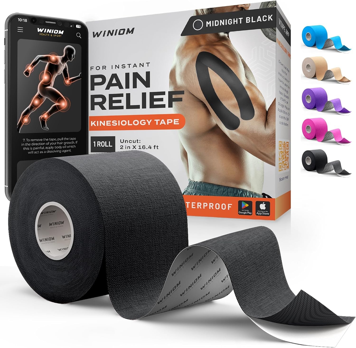 Kinesiology Tape – Waterproof Athletic Sports Tape for Knee, Shoulder, Arm &