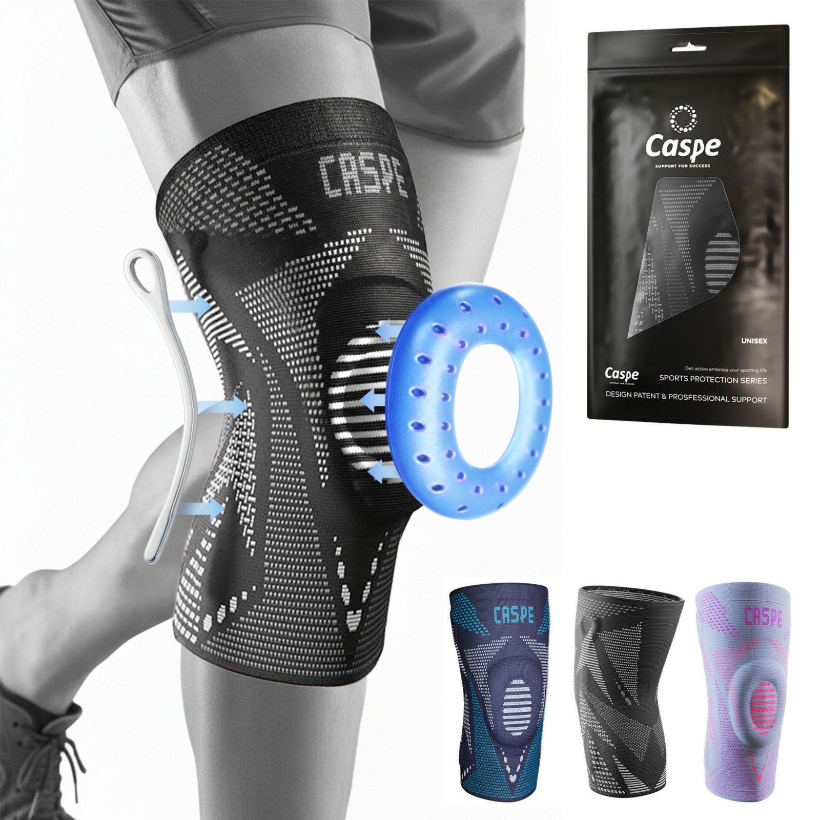 Caspe Woman Men for Knee Pain Knee Support with Patella Gel Pad Arthritis Relie