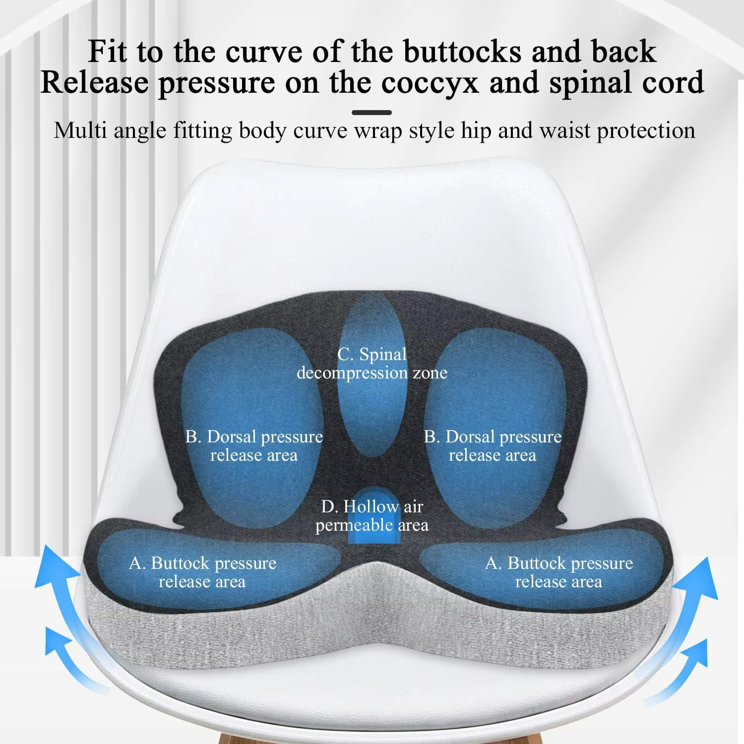 Memory Foam Lumbar Support Pillow Car Seat Office Chair Waist Cushion