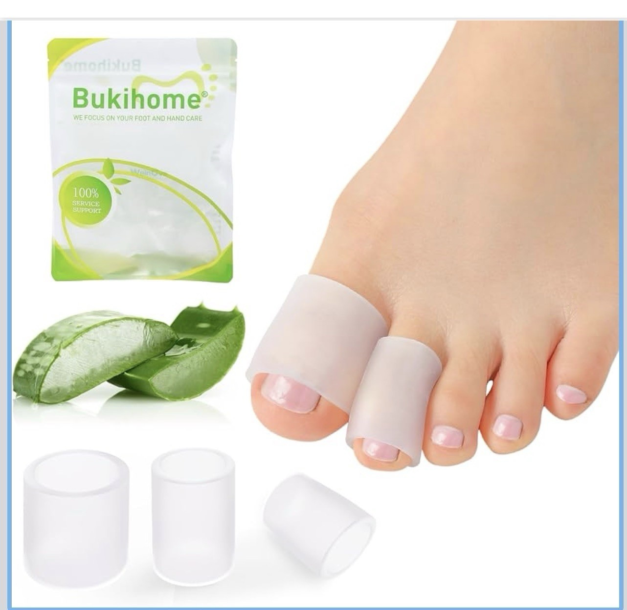 Bukihome Silicone Gel Toe Protector Caps L/M/Pinky Latex Free Washable Reusable
