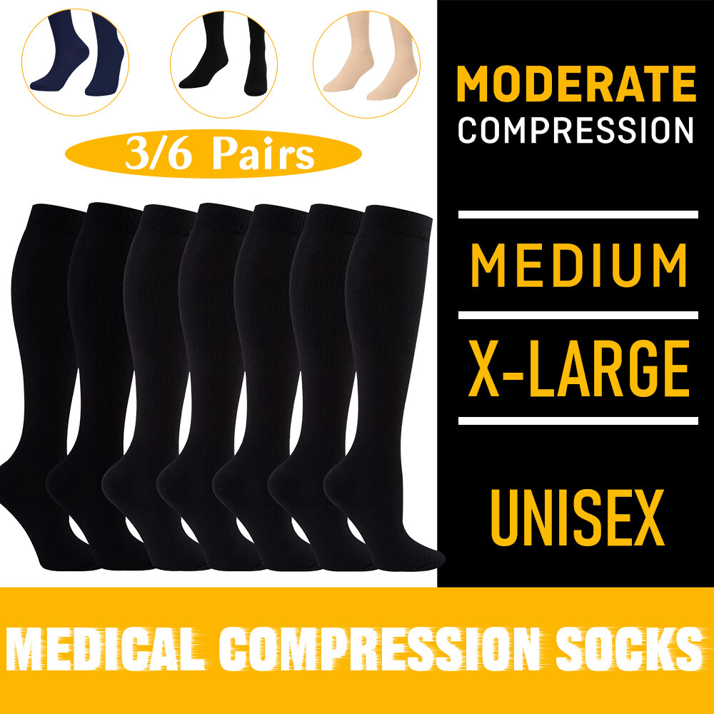 3/6pares Medias de Compresion Mujer Calcetines de Compresion Mujer Varices DVT