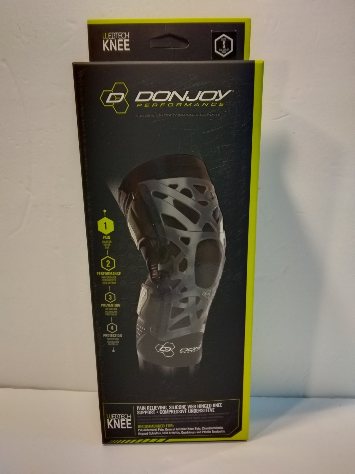 DonJoy Performance Webtech Black Small Knee Brace with Silicone Shock Absorption