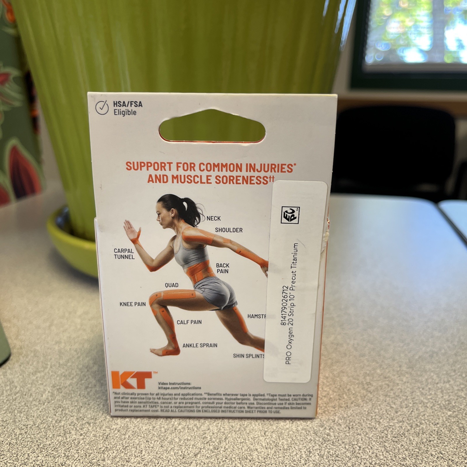 KT Tape, Kinesiology Pro Oxygen, Titanium Color Strips, 2 pack! Pain Support.