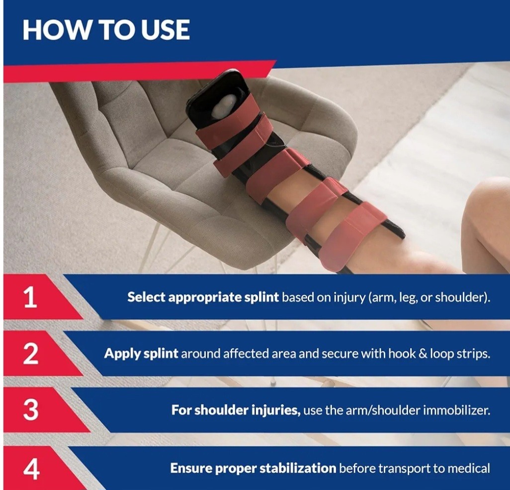 Dixie EMS Fracture Splint Kit – Emergency Immobilization Arm/Leg/Shoulder Adult