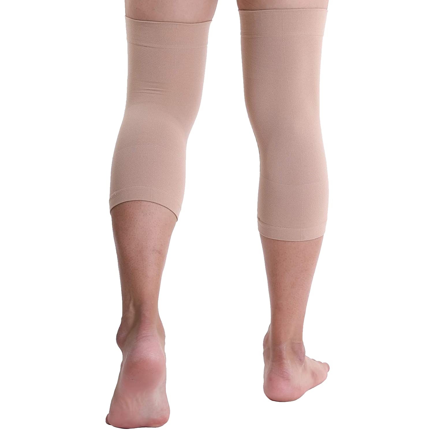 Doc Miller 2 Pack Knee Compression Sleeve Brace for Men & Women Large, Beige