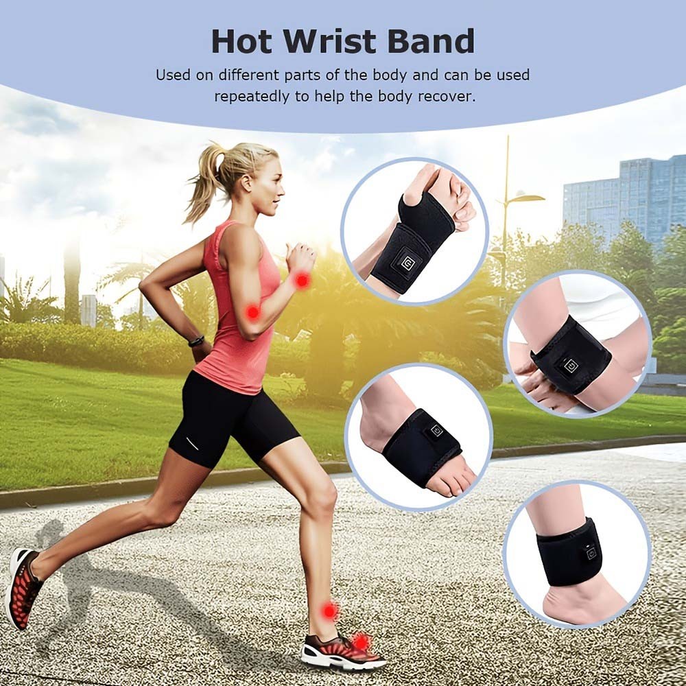 USB Heated Wrist Support Brace Adjustable Thermal Wrap for Sports and Daily Use