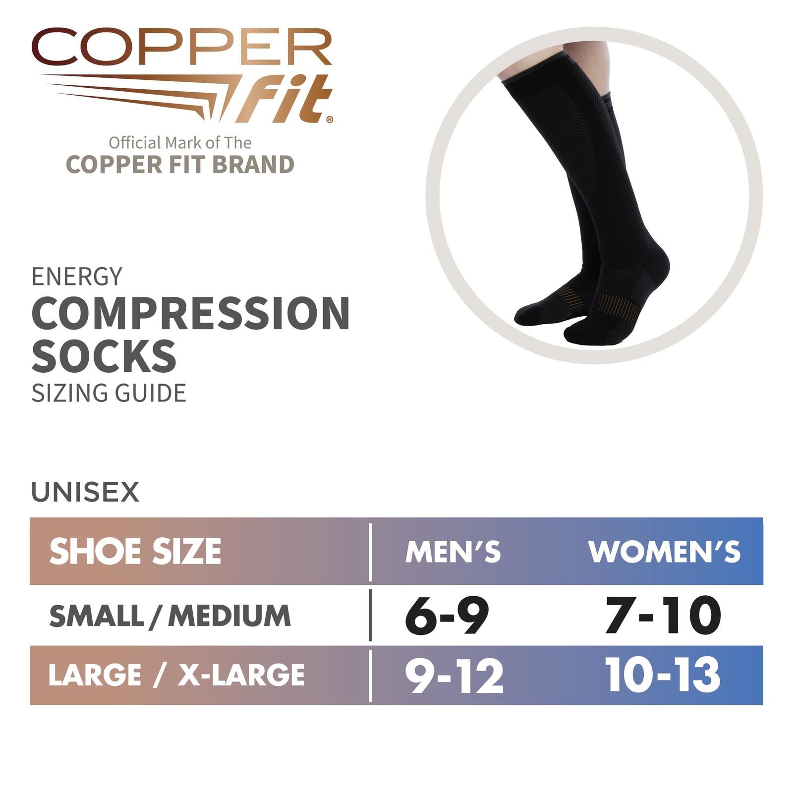 Copper Fit Energy Graduated Compression Socks For Men On Off For Travel Nurses