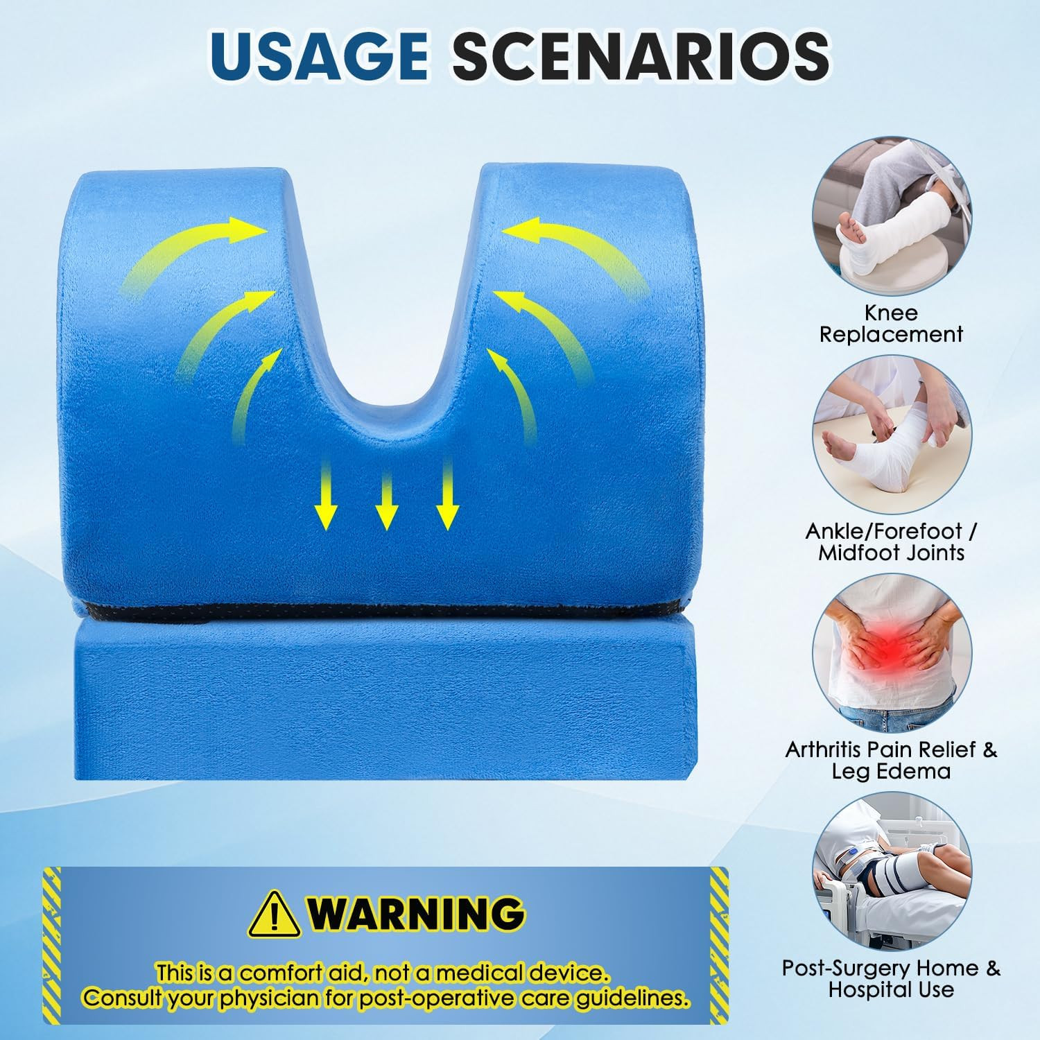 AUROPEAK Knee Replacement Pillow with Adjustable Height, Knee Surgery Recovery E